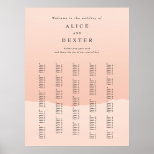 Poster Élégant panneau Mariage Alphabétique Gradient Blus