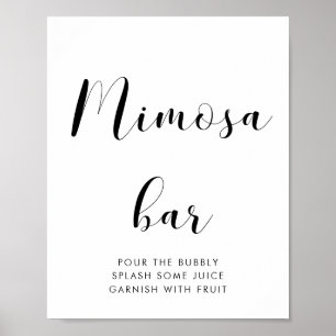Poster Élégant panneau mariage de bar Mimosa noir et blan