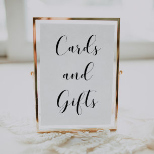Poster Élégant panneau mariage noir et blanc Cartes et Ca