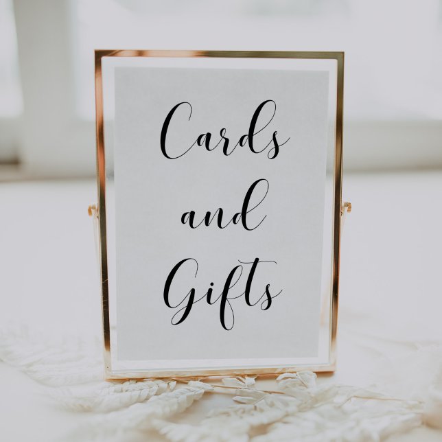 Poster Élégant panneau mariage noir et blanc Cartes et Ca (Créateur téléchargé)