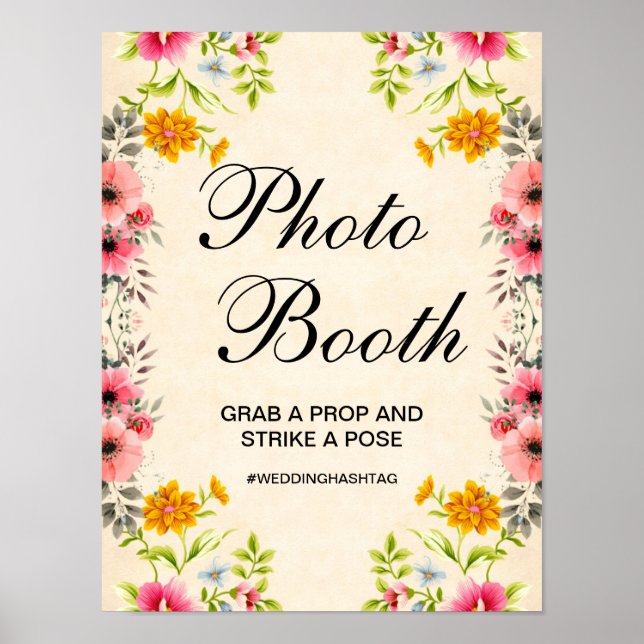 Poster Élégant panneau photo Mariage Floral (Devant)