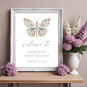 Poster Élégant papillon Fleur sauvage
