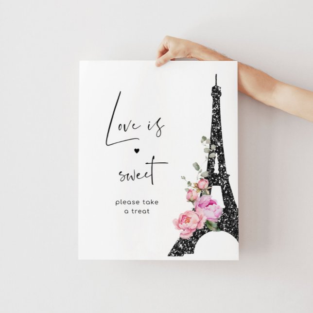 Poster Elégant Paris floral L'amour est doux prendre plai (Créateur téléchargé)
