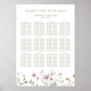 Poster Élégant Pastel Doux Mariage Floral