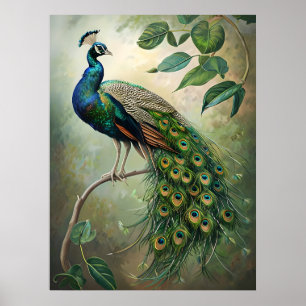 Poster Elégant Peacock Botanique Mur Art Imprimer