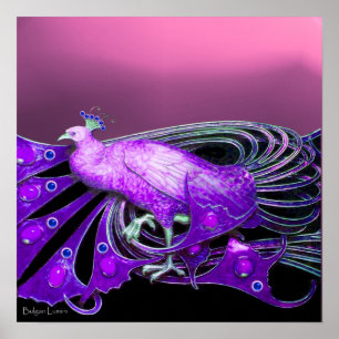 POSTER ÉLÉGANT PEACOCK EN ROSE POURBOURSIER