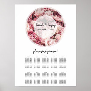 Poster Élégant Peonies roses Mariage Seonies Chart