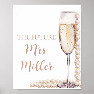 Poster Elégant perles roses et l'avenir de Prosecco Mme S