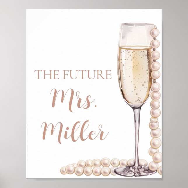 Poster Elégant perles roses et l'avenir de Prosecco Mme S (Devant)