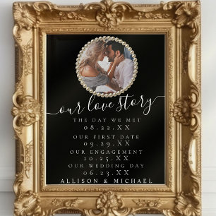 Poster Élégant Photo Our Love Story Timeline Mariage