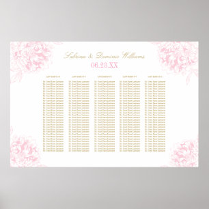 Poster Elégant Pink Gold Floral Peony Mariage Siège