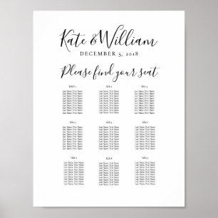 Poster élégant plan de table partie/mariage