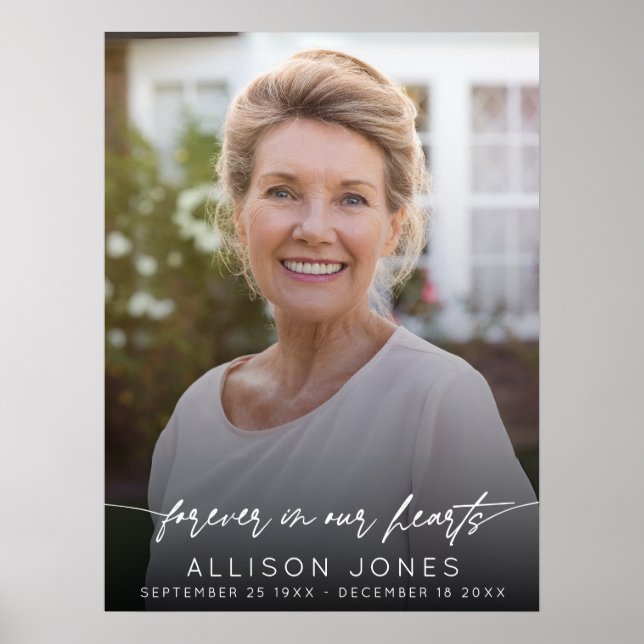 Poster Elégant Pour Toujours Dans Nos Coeurs Script Photo (Devant)