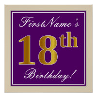 Elégant, pourpre, Faux Gold 18ème anniversaire + N
