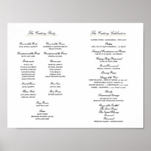 Poster Élégant programme de mariage de script à l'intérie