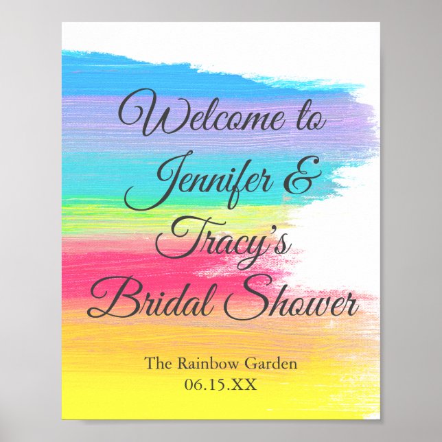 Poster Elegant Rainbow Personalized Lesbian Bridal Shower (Devant)