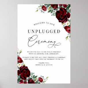 Poster Élégant Red Roses Unplugged Ceremony Mariage