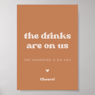 Poster Élégant rétro Brown sucre Mariage Ouvert signe bar