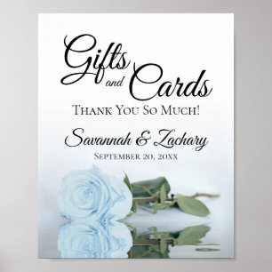 Poster Élégant Rose bleu Dusty Cadeaux & Cartes Mariage S