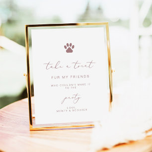 Poster Élégant Rose de calligraphie Gold Pet Pawty Favori