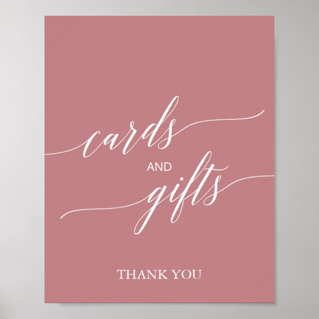 Poster Élégant Rose Dusty Calligraphie Cartes et Cadeaux  (Devant)
