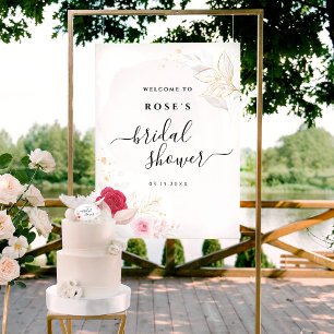 Poster Elégant rose Fête des mariées Florale Bienvenue