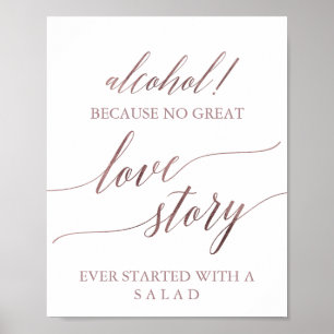 Poster Élégant Rose Gold Calligraphie Alcool Love Story