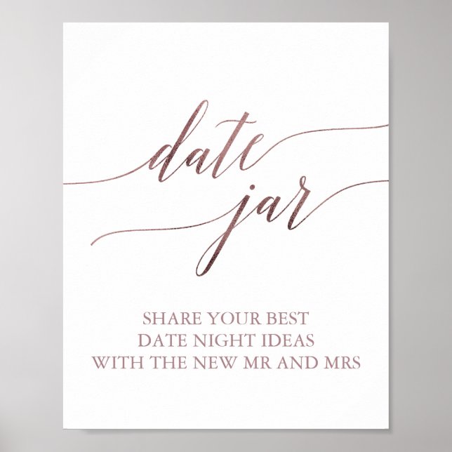 Poster Élégant Rose Gold Calligraphie Date Jar Signal (Devant)