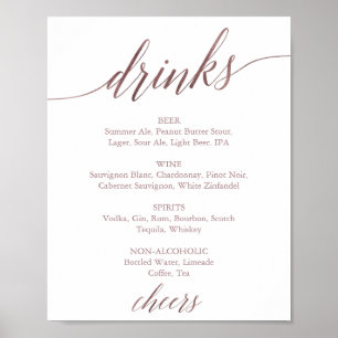 Poster Elegant Rose Gold Calligraphy Drink Menu Sign