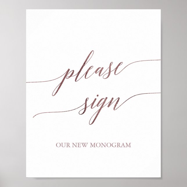Poster Élégant Rose Gold Calligraphy S'il vous plaît Sign (Devant)