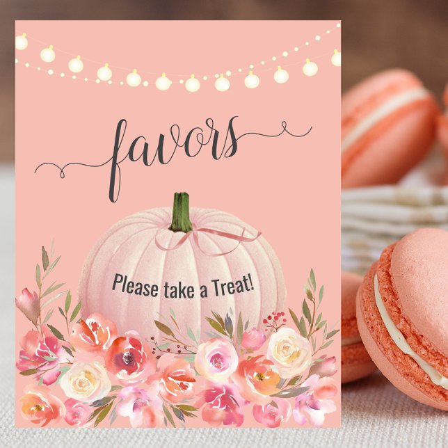 Poster Elégant Rose Gold Citrouille Baby shower Faveurs (Créateur téléchargé)