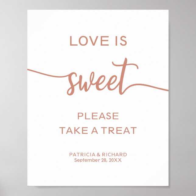Poster Élégant Rose Gold Love Is Sweet Prenez Un Signe De (Devant)
