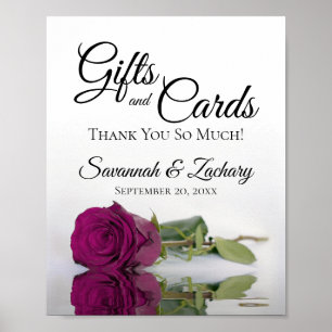 Poster Élégant Rose Magenta Cadeaux et Cartes Mariage Sig