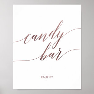 Poster Élégant Rose or Calligraphie Candy Bar Signal