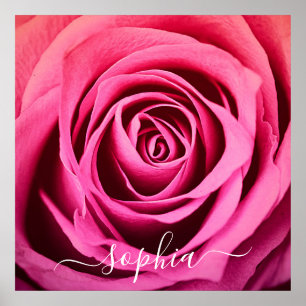 Poster Elegant Rose Rose Flower Photo Ajouter un nom Post