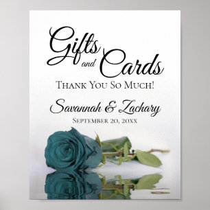 Poster Élégant Rose Turquoise Cadeaux et Cartes Mariage S