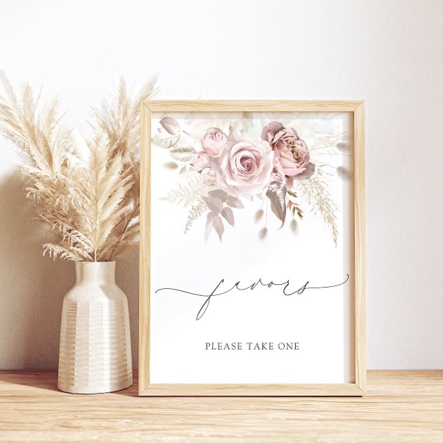 Poster Élégant rose vif rose Dusty Faveurs Rose prendre u (Créateur téléchargé)