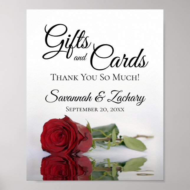Poster Élégant Rouge Rose Cadeaux & Cartes Mariage Signal (Devant)