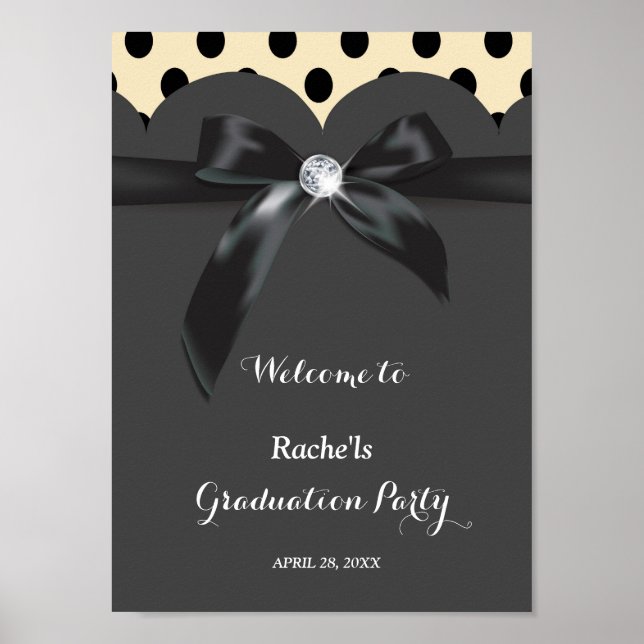Poster Élégant ruban chic moderne Graduation (Devant)