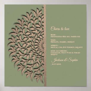 Poster Elégant Sage moderne vert & or classique panneau d