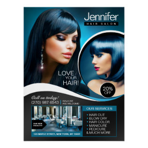 Poster Elégant salon de coiffure noire (finition brillant