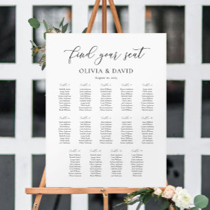 Poster Élégant Script 14 table Seating Chart