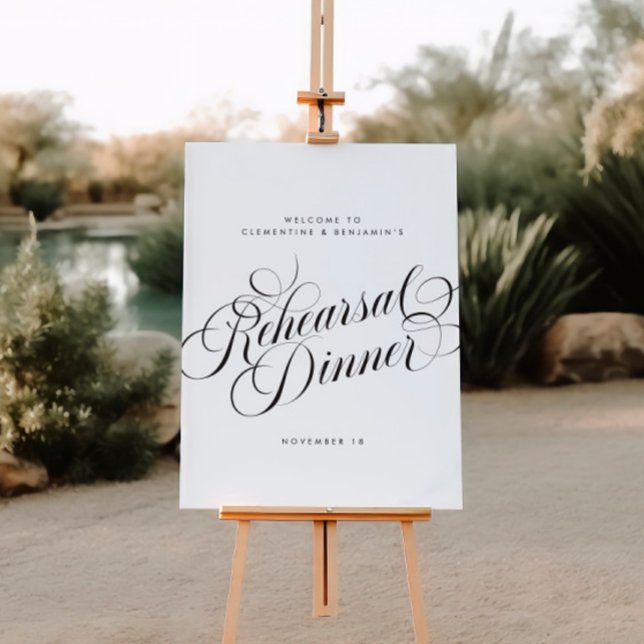 Poster Élégant Script Chic Mariage de répétition Dîner Si (Créateur téléchargé)