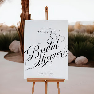 Poster Élégant Script Chic Moderne Fête des mariées Signa