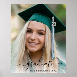 Poster Élégant Script Girl Graduate Photo Graduate
