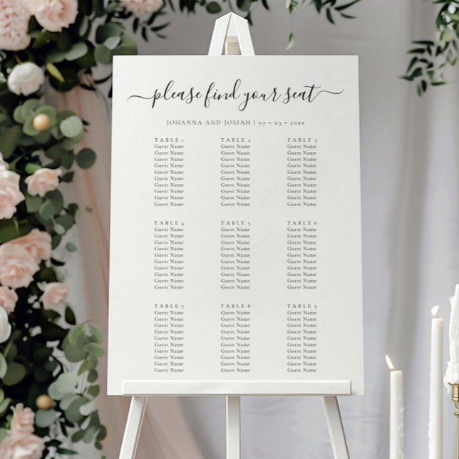 Poster Elegant Script  Guest List Wedding Seating Chart (Créateur téléchargé)