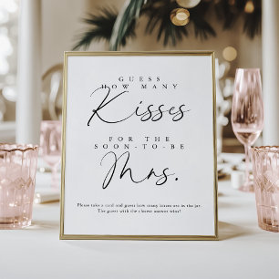 Poster Élégant script manuscrit Combien de baisers jeu