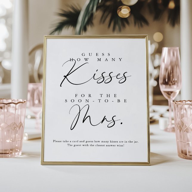 Poster Élégant script manuscrit Combien de baisers jeu (Créateur téléchargé)