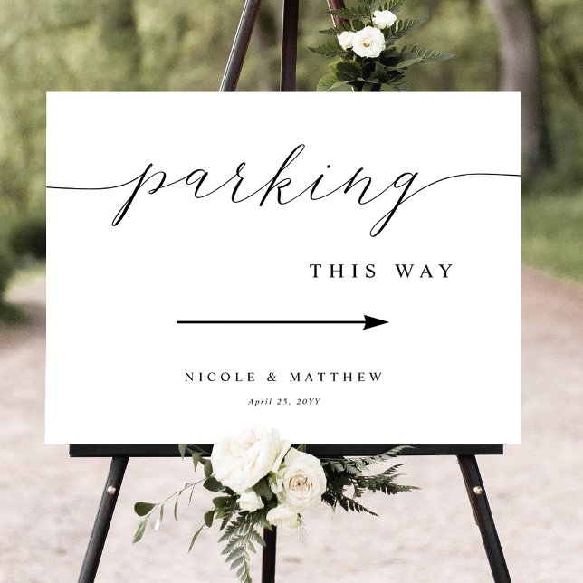 Poster Élégant Script Mariage Réception Parking Signal (Créateur téléchargé)