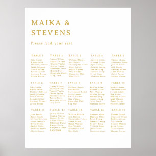 Poster Élégant Script Mariage Table Sieger Chart Mousse